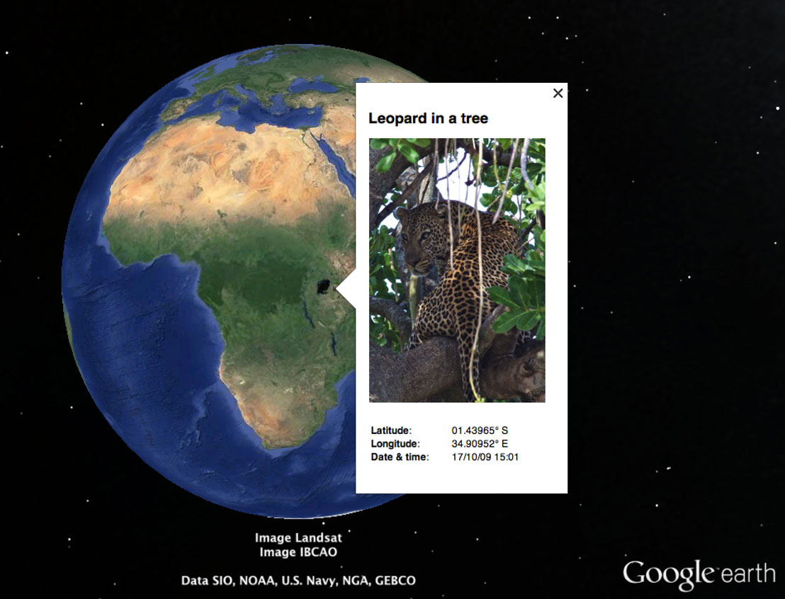 Screenshot: Geotagged photo in Google Earth