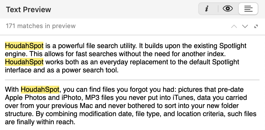 Screenshot: Power user file search